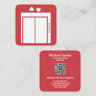 Cartão De Visita Quadrado Contratante de Elevador QR Personalizado