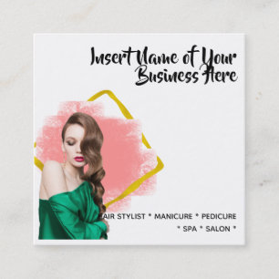 Cartão De Visita Quadrado Cor de água do esmalte de cabelo comprido e macio