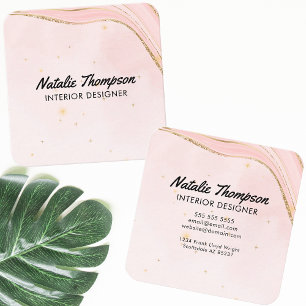 Cartão De Visita Quadrado Cor de Água Dourada Glitter Cor de Água  Cor de Li