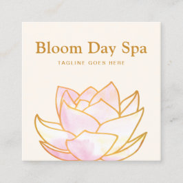 Cartão De Visita Quadrado Cor de água rosa artística Lotus Flower Floral