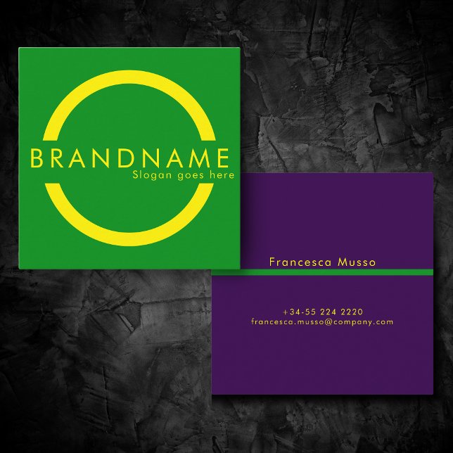 Cartão De Visita Quadrado Cor de contraste vibrante, um moderno ousado (Criador carregado)