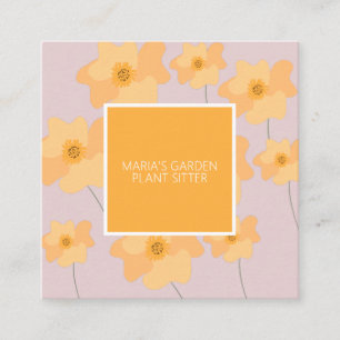 Cartão De Visita Quadrado Cor-de-rosa amarelo-papa-palha