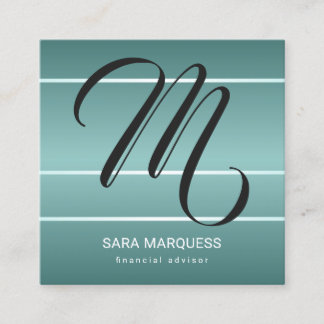 Cartão De Visita Quadrado Cor Personalizada - Azul Azul-Teal - Riscos Metáli