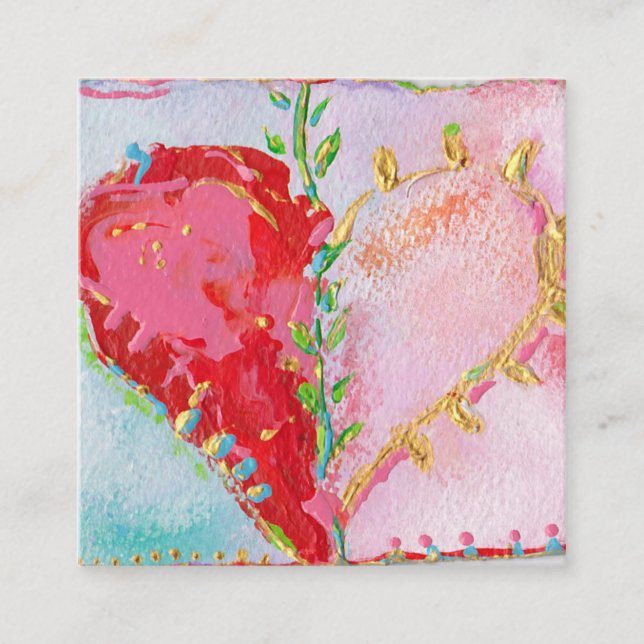 Cartão De Visita Quadrado Coração Adorável (Frente)