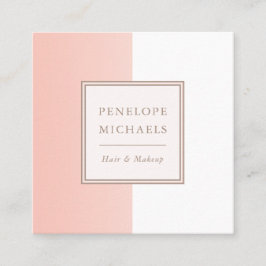 Cartão De Visita Quadrado Coral Suave e Bloco de Cor Branca