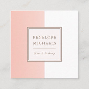 Cartão De Visita Quadrado Coral Suave e Bloco de Cor Branca