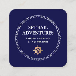 Cartão De Visita Quadrado Corda de Helm Navio Náutico