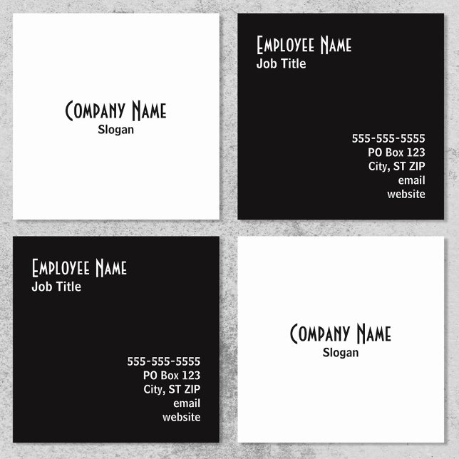 Cartão De Visita Quadrado Cores Alternativas Simples de Sal e Pimenta (Alternating Black and White Square Business Cards)