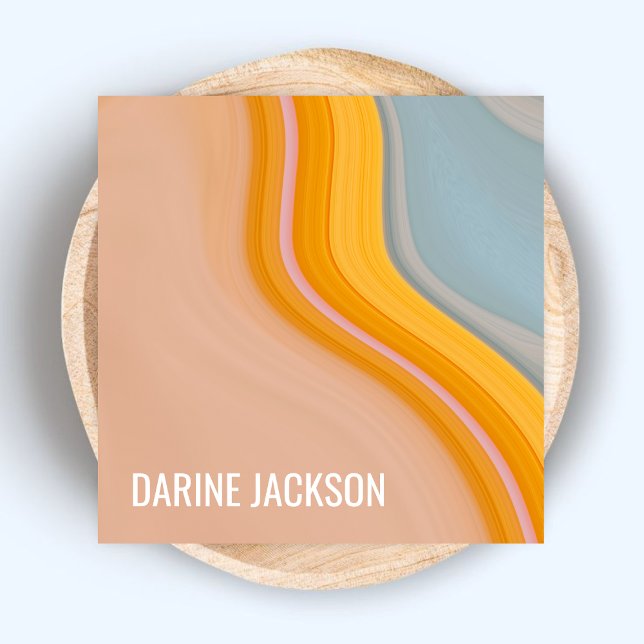 Cartão De Visita Quadrado Cores de Pastel de Fluido Simples Limpo (Criador carregado)