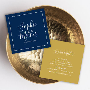 Cartão De Visita Quadrado Cores Editáveis de Mídia Social de Caligrafia