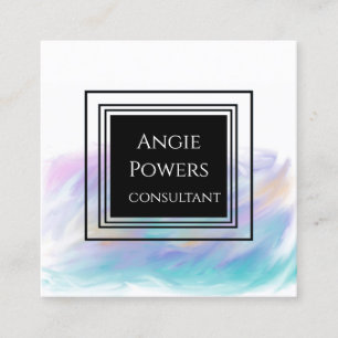 Cartão De Visita Quadrado cores pastel pintadas elegante abstrato personaliz