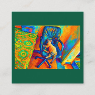 Cartão De Visita Quadrado CORES VIBRANTES abstrato SURREAIS DA ARTE GATUAL M