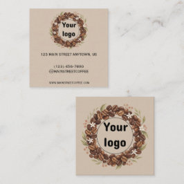 Cartão De Visita Quadrado Coroa de Grão de Café Botânico com Logotipo Person
