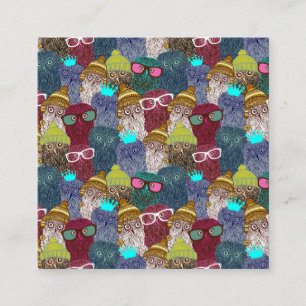 Cartão De Visita Quadrado Coruja na coroa