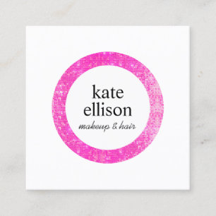 Cartão De Visita Quadrado Cosmetólogo Beauon Salon White, Sequência Rosa Que