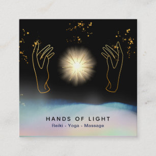 Cartão De Visita Quadrado *~* Cósmico.  Curando Mãos Energia de Estrelas U