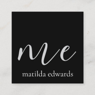 Cartão De Visita Quadrado Cósmicos de código QR Branco preto moderno legante