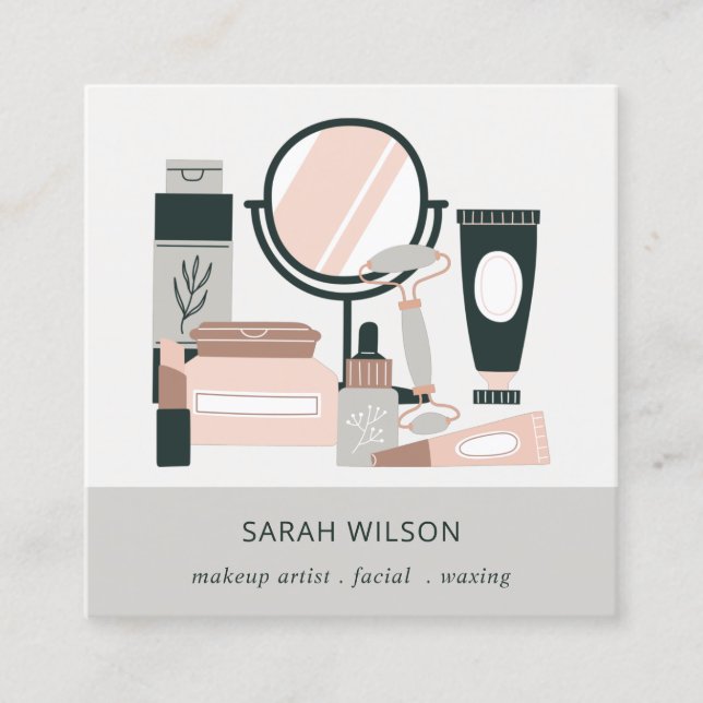 Cartão De Visita Quadrado Cosmologista de Maquiagem de Cinzas Escamufladas E (Frente)