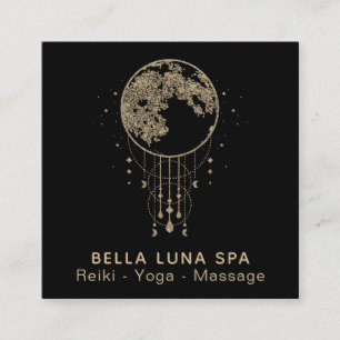 Cartão De Visita Quadrado ~ Cosmos Dourado Moon Shaman - Lunar