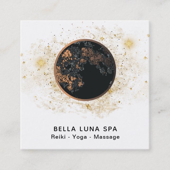 Cartão De Visita Quadrado *~* Cosmos Moon Universe Glitter Stars Shaman (Frente)