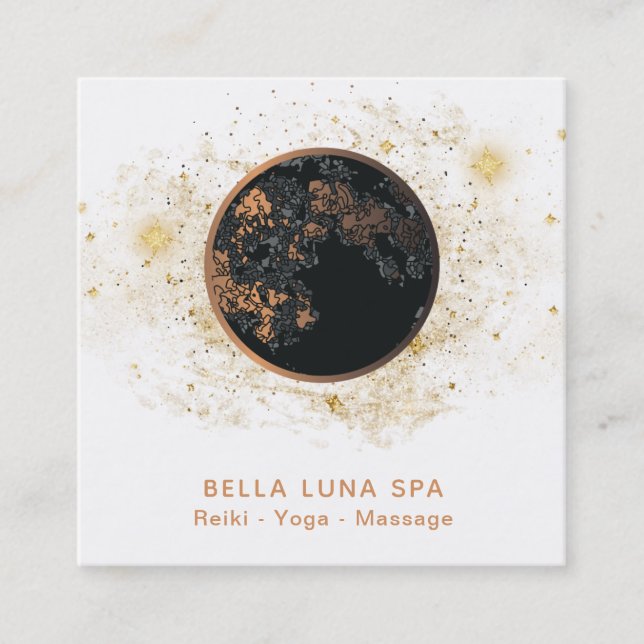 Cartão De Visita Quadrado *~* Cosmos Moon Universe Glitter Stars Shaman (Frente)