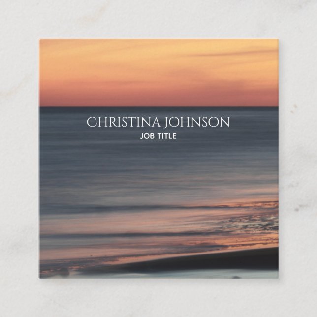 Cartão De Visita Quadrado Costume sofisticado do por do sol da praia (Frente)