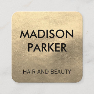 Cartão De Visita Quadrado Couro Dourado Faux