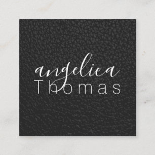 Cartão De Visita Quadrado Couro Preto