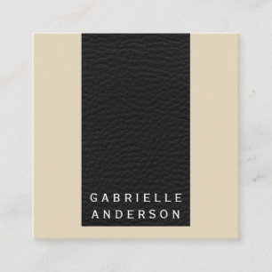 Cartão De Visita Quadrado Couro preto profissional / Preto