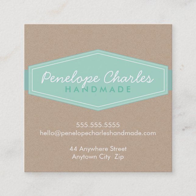 Cartão De Visita Quadrado CRACHÁ MODERN LOGO pastel de menta em negrito Eco  (Frente)