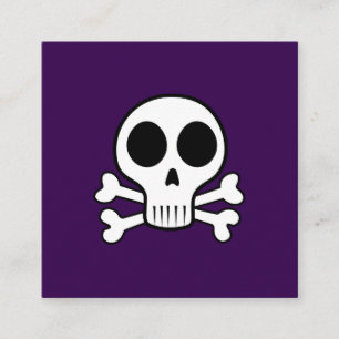 Cartão De Visita Quadrado crânio assustador sobre fundo negro