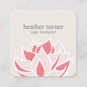 Cartão De Visita Quadrado Cream Lotus bem-estar spa massagem yoga