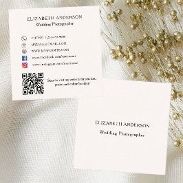 Cartão De Visita Quadrado Creme bege QR código social mídia