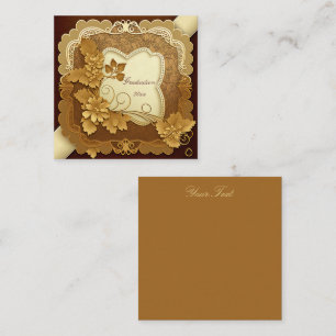 Cartão De Visita Quadrado Creme e Estilo Dourado do Scrapbook