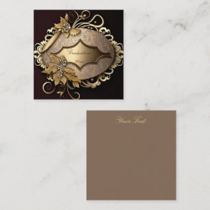 Cartão De Visita Quadrado Creme e Estilo Dourado do Scrapbook