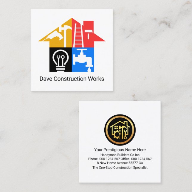 Cartão De Visita Quadrado Criação de Ferramentas para o Manual Criativo (Frente/Verso)