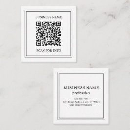 Cartão De Visita Quadrado Crie um código QR escaneável | Preto & Branco