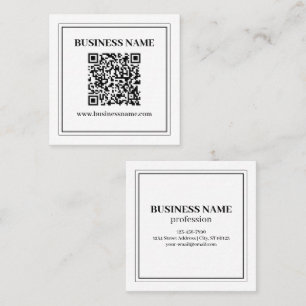 Cartão De Visita Quadrado Crie um código QR escaneável Preto e Branco