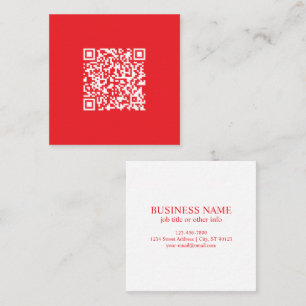 Cartão De Visita Quadrado Crie um código QR Vermelho (editável) escaneável