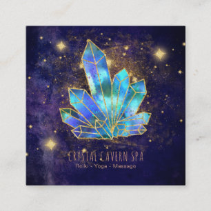 Cartão De Visita Quadrado *~* Cristais Cósmicos Estrelas de Brilho Douradas