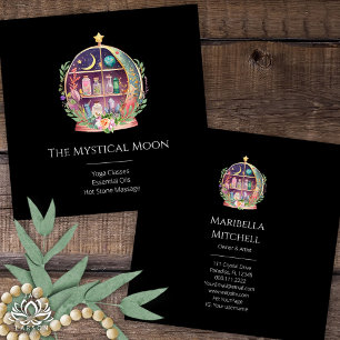 Cartão De Visita Quadrado Cristais de Yoga Apothecary de Óleos Essenciais Má