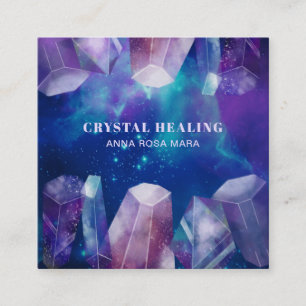 Cartão De Visita Quadrado * Cristal do universo da aguarela de pedras