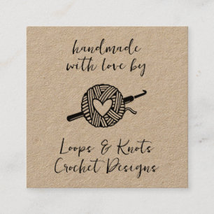 Cartão De Visita Quadrado Croché Feito à Mão Com Amor