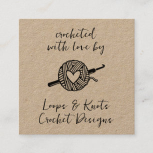 Cartão De Visita Quadrado Crochetado Com Amor