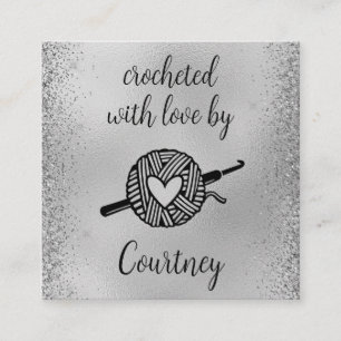 Cartão De Visita Quadrado Crochetado Com Amor