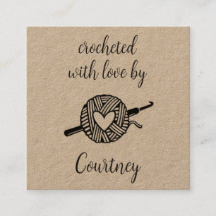 Cartão De Visita Quadrado Crochetado Com Amor