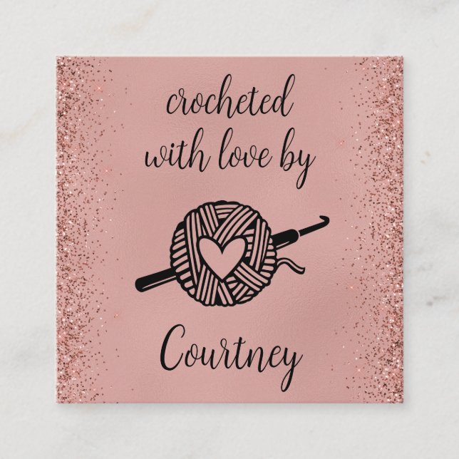 Cartão De Visita Quadrado Crocheted With Love (Frente)