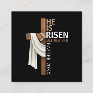 Cartão De Visita Quadrado Cruz de Páscoa Vintage Personalizada Ele Ressuscit