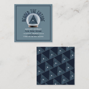 Cartão De Visita Quadrado Crystal Ball, Psíquica - Média - Clairvoyant