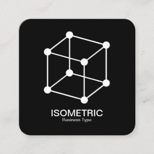 Cartão De Visita Quadrado Cubo Isométrico - Branco em Preto